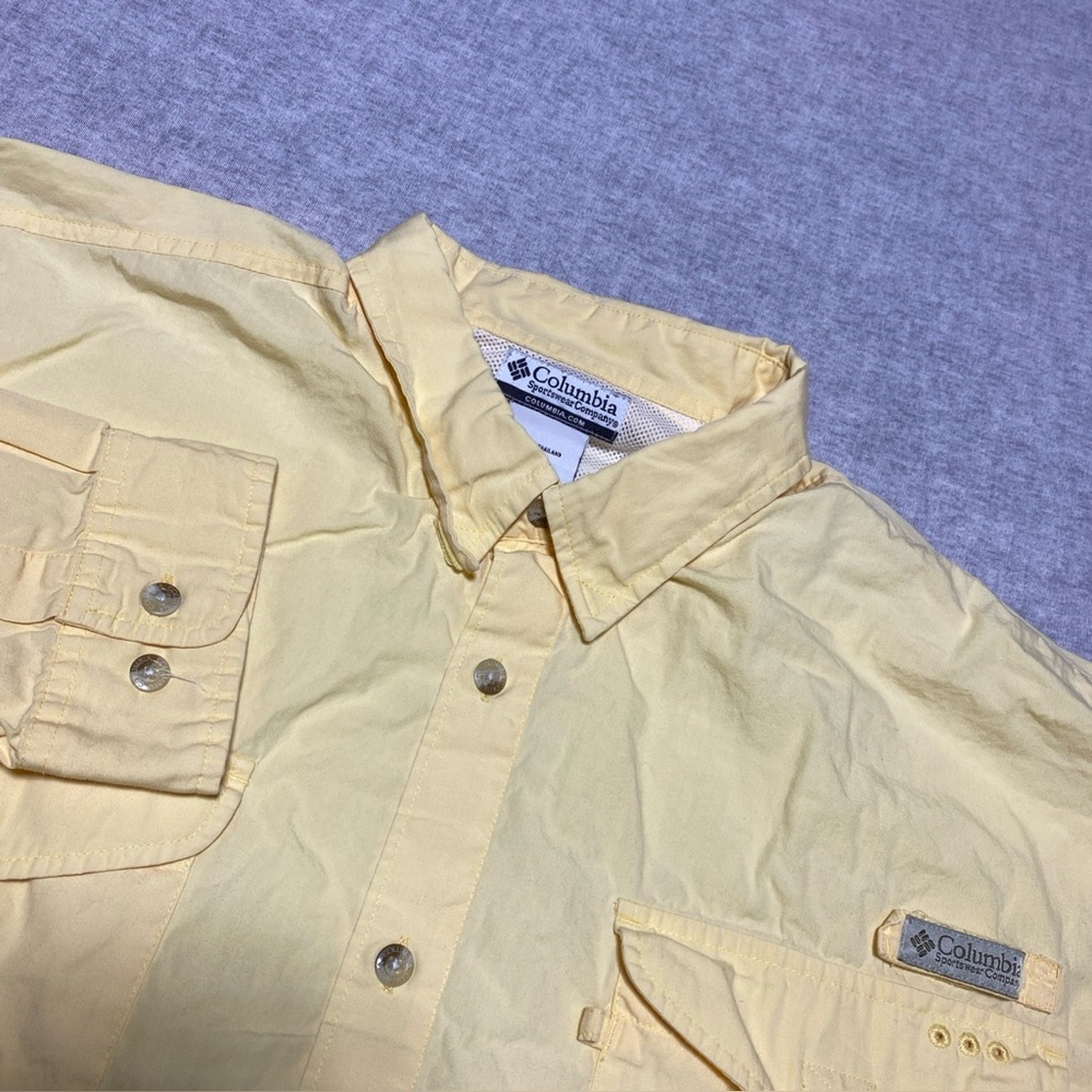 Columbia PFG Shirt Mens XXL Yellow Fishing Cotton Outdoors Vented Nature 2XL